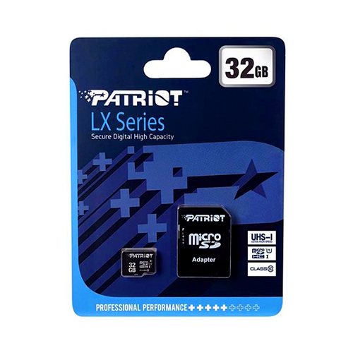 Карта пам'яті micro-SD  32 Gb Patriot LX + перех. SD (10 Class)