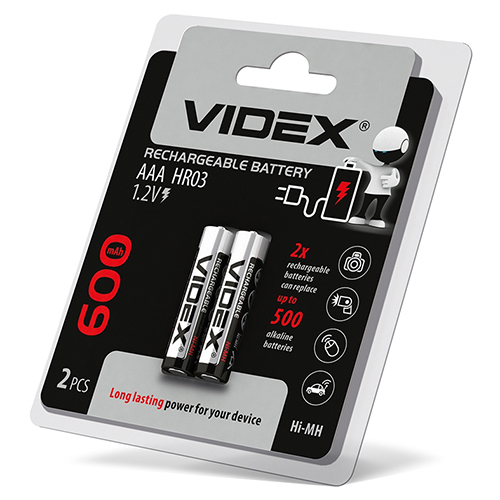Акумулятор VIDEX Ni-MH R03  600 mAh C2 23334