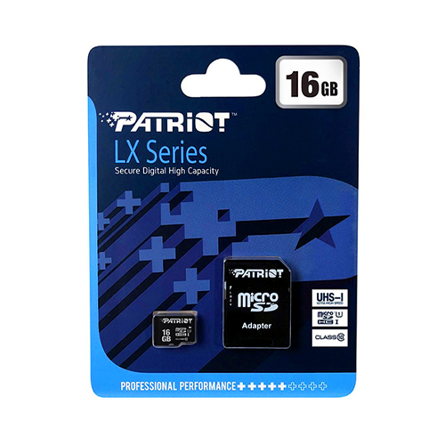 Карта пам'яті micro-SD  16 Gb Patriot LX + перех. SD (10 Class)
