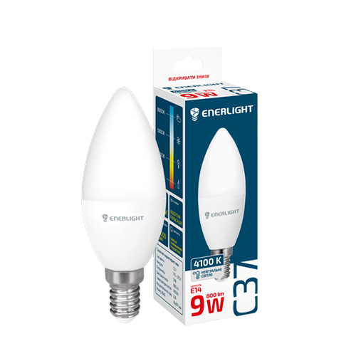 LED лампа ENERLIGHT С37 9Вт 4100K E14 (3816)