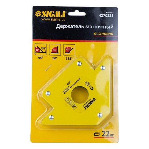 Магніт для зварки Sigma стріла 22кг 90×90мм (45