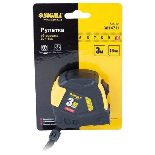 Рулетка Sigma обгумована 3м×16мм 3814711