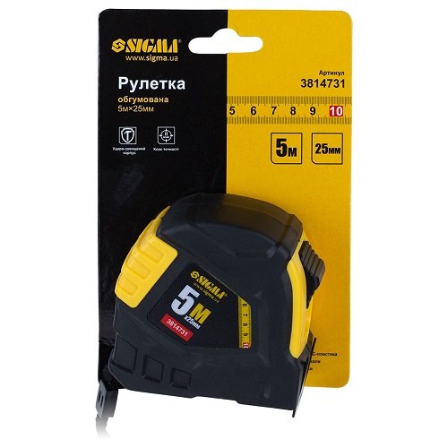 Рулетка Sigma обгумована 5м×25мм 3814731