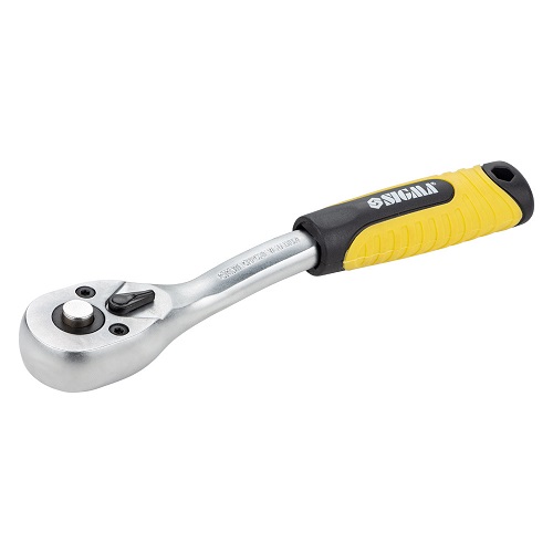Ключ-тріскачка Sigma з вигнутою ручкою 1/4" 150мм 72T CrV (6050071)