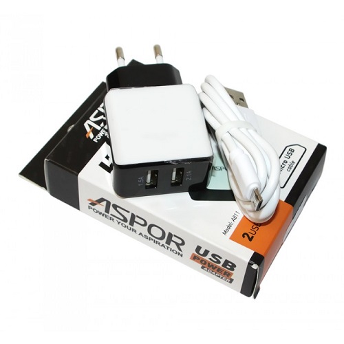 МЗП ASPOR A811 2USB/2.1A (ADC P15) + кабель Micro