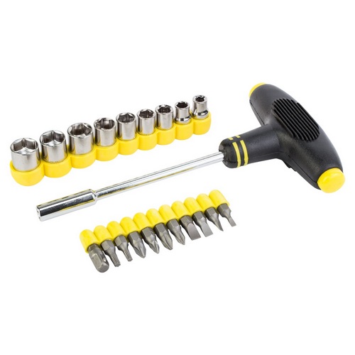 Викрутка Т-подібна Sigma CrV + насадки торцеві і біти 1/4" 19шт 4002161