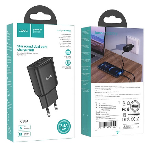 МЗП HOCO  C88A 2USB/2.4A + кабель Micro