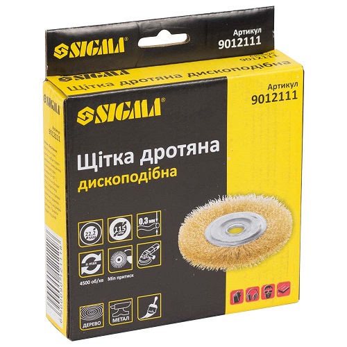 Щітка дископодібна Sigma (латуньована) Ø22.2мм Ø115мм 9012111