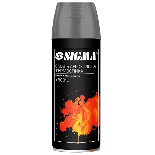Емаль аерозольна акрилова Sigma термостійка +600°C 400мл RAL 9065 срібний мат (2736061)