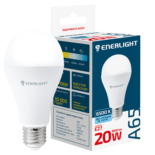 LED лампа ENERLIGHT A65 20Вт 6500K E27 (6084)