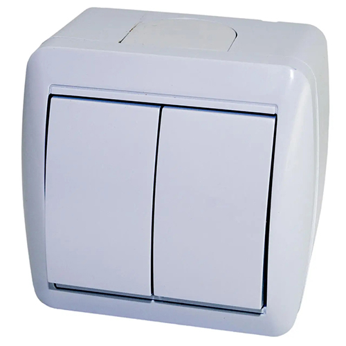 Вимикач QUANTUM двоклавішний накладний IP44 (QM-BMHB-00020)