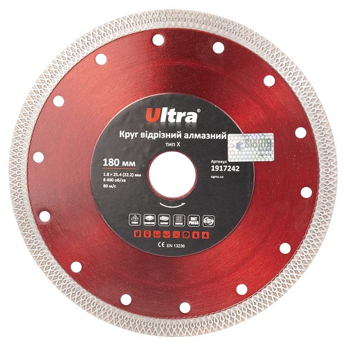 Круг Ultra відрізний алмазний тип Х Ø180×25.4 (22.2)мм 1917242