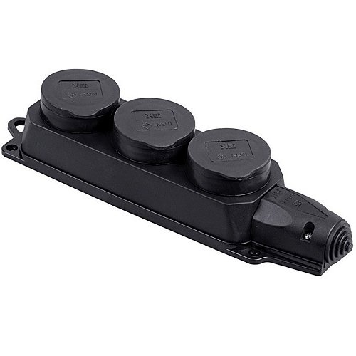 Колодка ERKA каучук 3 гнізда 6003 Чорна 16А З/З