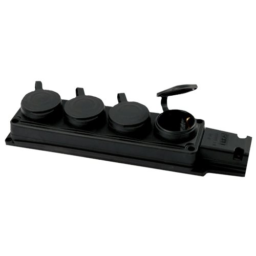 Колодка ERKA каучук 4 гнізда 6004-1 Чорна 16А З/З