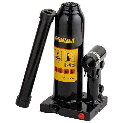 Домкрат Sigma гідравлічний пляшковий  3т H 193-373мм (6101031)