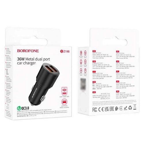 АЗП BOROFONE BZ19B QC3.0 (2USB/36W)