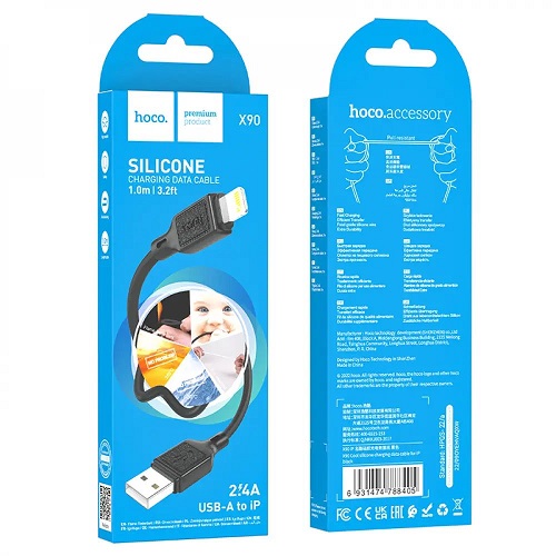 Кабель USB-Lightning HOCO X 90 1м 3.0А (Silicone)