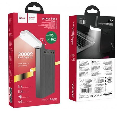 Зарядний пристрій Power Bank HOCO J62 30000 mAh / 3USB / 1 Type-C. 2A