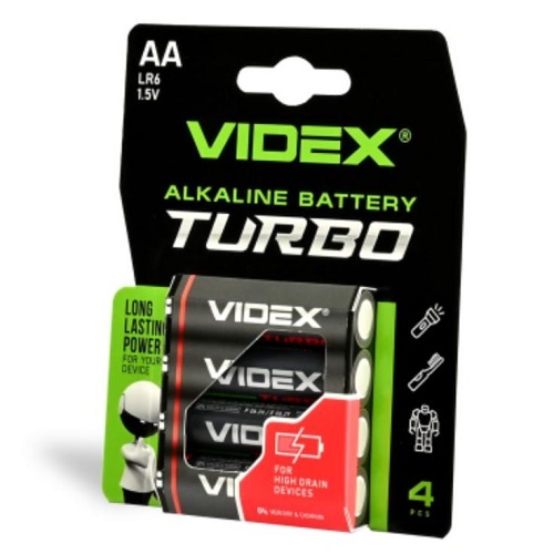 Батарейка VIDEX Alkaline TURBO LR06 (AA) C4 (40/720) блист.