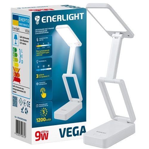 Лампа настільна акумуляторна ENERLIGHT VEGA 9Вт 3000-6000K Біла (6718)