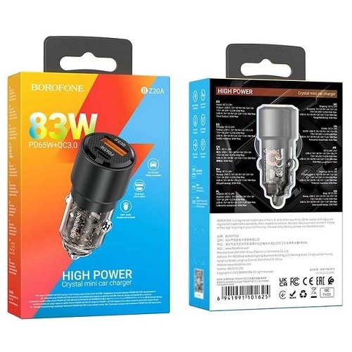 АЗП BOROFONE BZ20 PD20W+QC3.0 (1Type-C/1USB/3A/38W)