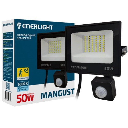 Прожектор ENERLIGHT Mangust  50Вт 6500К з датчиком руху (6794)