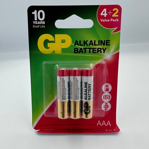 Батарейка GP Alkaline LR03 (АAА) 4+2 / C6 (24AR4/2-2UA6) (36шт/уп 720шт/ящ)  блистер