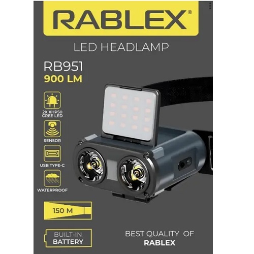 Ліхтарик налобний ACCU №Rablex RB951 2*XPL+16*COB+1*RED COB