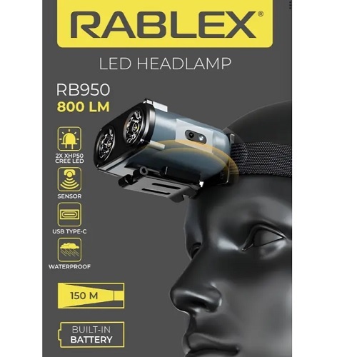 Ліхтарик налобний ACCU №Rablex RB950 2*XPL+16*COB+1*RED COB
