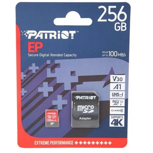 Карта пам'яті micro-SD 256 Gb Patriot EP + перех. SD (10 Class)