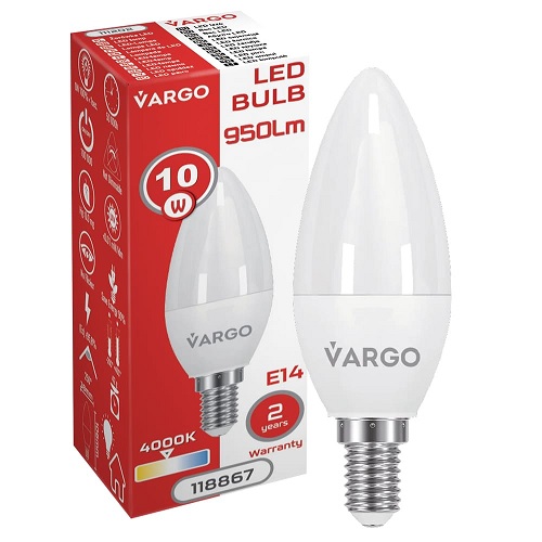 LED лампа VARGO C37 10W 4000K E14 220V (V-118867)