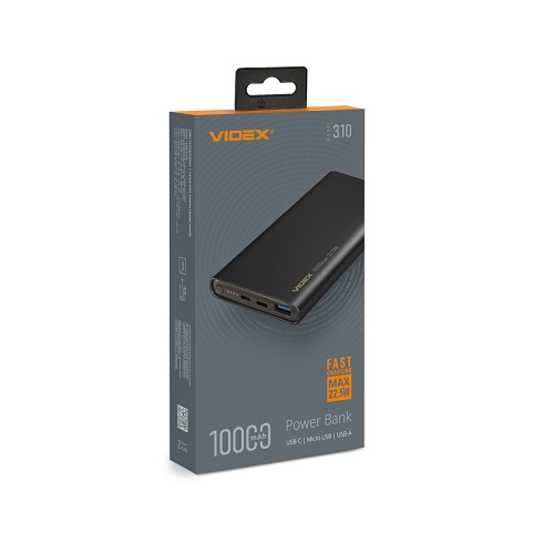 Зарядний пристрій Power Bank VIDEX VPB-310 10000mAh 22.5W QC+PD 28292