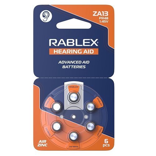 Батарейка Rablex до слухових апаратів (ZincAir) ZA13 6шт/бл (60/1200)