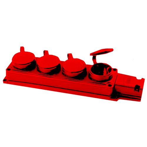 Колодка ERKA каучук 4 гнізда 6004-3 Червона 16А З/З