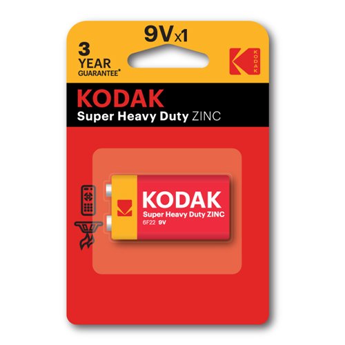 Батарейка Kodak Super HeavyDuty 6F22 (крона) С1 (10/50) блист., шт<br> Артикул: 100199<br>