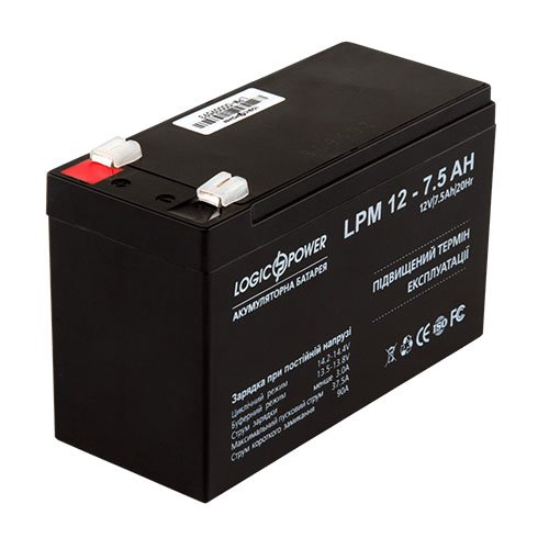 Акк LogicPower 12V / 7,5 A Розмір, мм (ДхШхВ): 65х150х95, шт<br> Артикул: 100668<br>