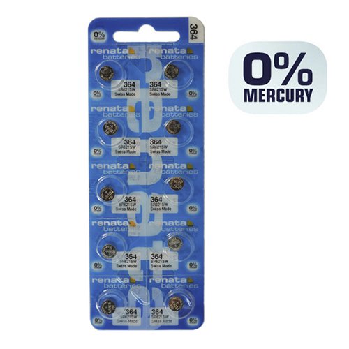 Батарейка Renata годинникова срібно-цинкова 364 SR621SW (AG 1) C10 блист., шт<br> Артикул: 102486<br>