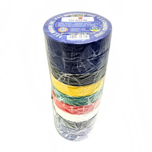 Ізолента STENSON 50 м АССОРТІ (10шт/уп 200шт/ящ) арт 0033 (вибивати кратно 10-ти), шт<br> Артикул: 103521<br>
