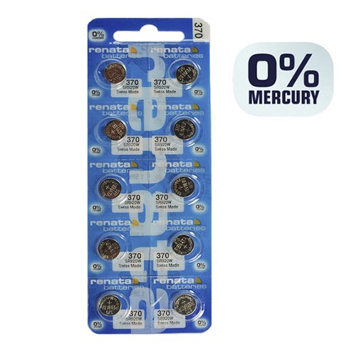 Батарейка Renata годинникова срібно-цинкова 370/371 SR920SW (AG 6) C10 блист., шт<br> Артикул: 104384<br>