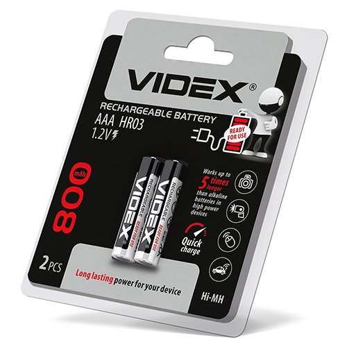 Акумулятор VIDEX Ni-MH R03  800 mAh C2 23335, шт<br> Артикул: 105224<br>