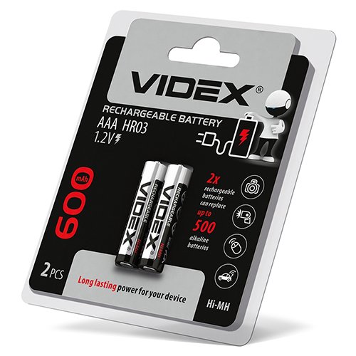 Акумулятор VIDEX Ni-MH R03  600 mAh C2 23334, шт<br> Артикул: 105226<br>