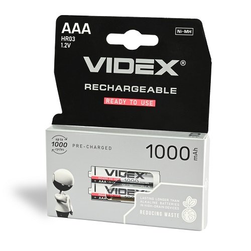 Акумулятор VIDEX Ni-MH R03 1000 mAh C2 23336, шт<br> Артикул: 105229<br>