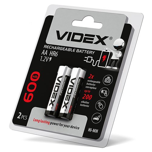 Акумулятор VIDEX Ni-MH R06  600 mAh C2 23338, шт<br> Артикул: 105232<br>