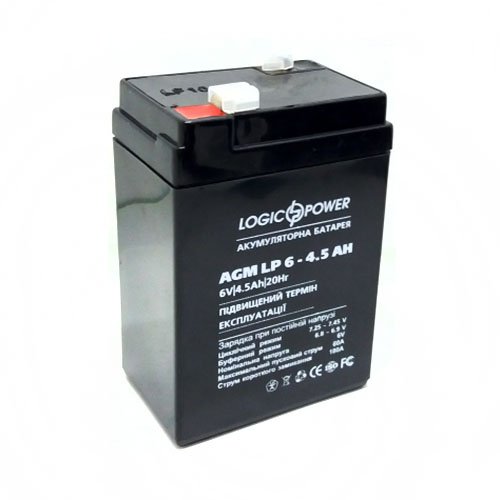 Акк LogicPower 6 V / 4.5 A (Клема) Розмір, мм (ДхШхВ): 70х46х105, шт<br> Артикул: 105233<br>
