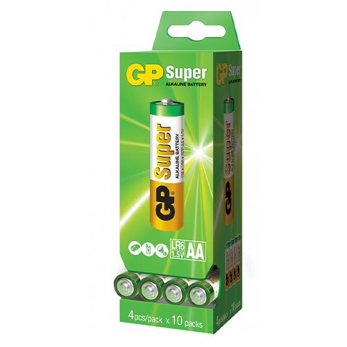 Батарейка GP Alkaline SUPER LR06 (АА) 15A/S4 (40/480) ЗЕЛЕНА кор. 2DP40, шт<br> Артикул: 106507<br>