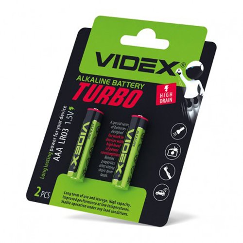 Батарейка VIDEX Alkaline TURBO LR03 (AAA) C2 (20/360) блист. 24239, шт<br> Артикул: 107596<br>