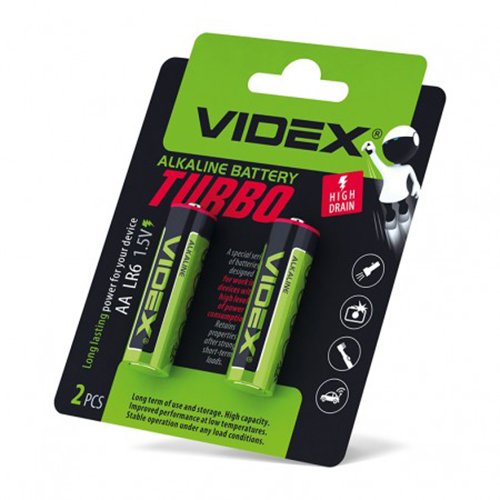 Батарейка VIDEX Alkaline TURBO LR06 (AA) C2 (20/360) блист. 24238, шт<br> Артикул: 107597<br>