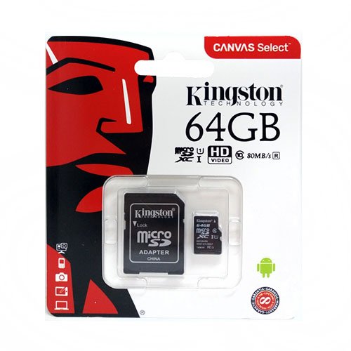 Карта пам'яті micro-SD  64 Gb Kingston + перех. SD (10 CLASS), шт<br> Артикул: 108199<br>