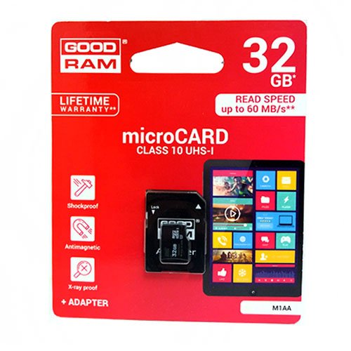 Карта пам'яті micro-SD  32 Gb GOODRAM + перехідник (10 CLASS), шт<br> Артикул: 108397<br>