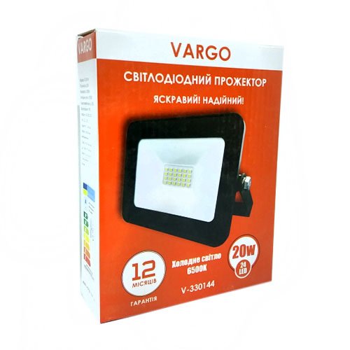 Прожектор VARGO  20W, 220V, 1800lm, 6500К (V-330144/116759), шт<br> Артикул: 110794<br>